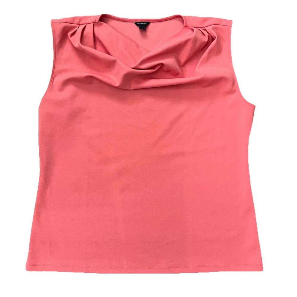Ann Taylor Coral Pink Sleeveless Cowl Neck Top